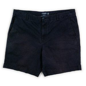 CHAPS navy flat front stretch chino shorts size 40